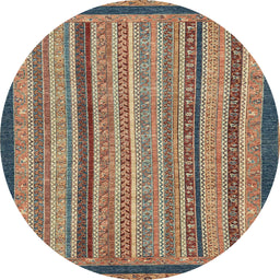 Round Abstract Camel Brown Oriental Rug, abs2410