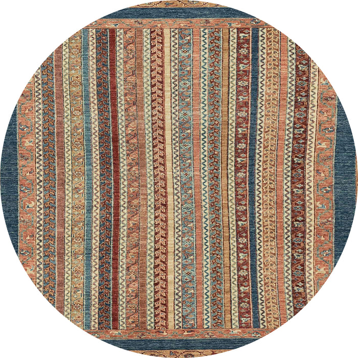 Round Abstract Camel Brown Oriental Rug, abs2410