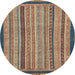 Round Abstract Camel Brown Oriental Rug, abs2410