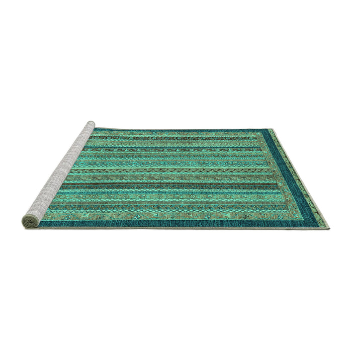Sideview of Machine Washable Oriental Turquoise Modern Area Rugs, wshabs2410turq