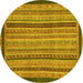 Round Machine Washable Oriental Yellow Modern Rug, wshabs2410yw