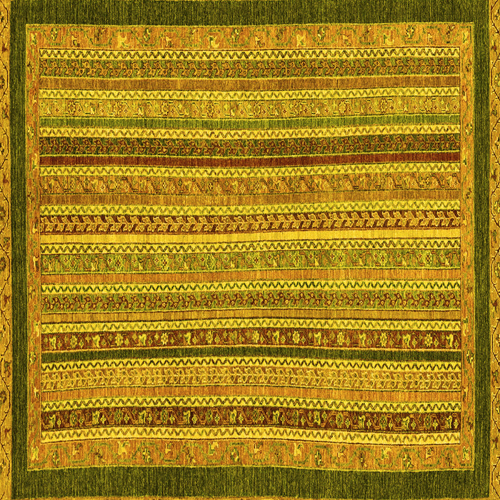 Square Machine Washable Oriental Yellow Modern Rug, wshabs2410yw