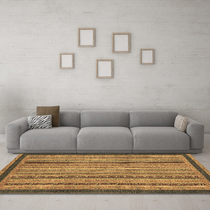 Machine Washable Oriental Brown Modern Rug in a Living Room,, wshabs2410brn