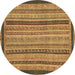 Round Oriental Brown Modern Rug, abs2410brn