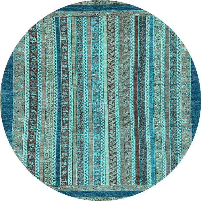 Round Oriental Light Blue Modern Rug, abs2410lblu