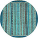 Round Oriental Light Blue Modern Rug, abs2410lblu