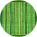 Round Oriental Green Modern Rug, abs2410grn