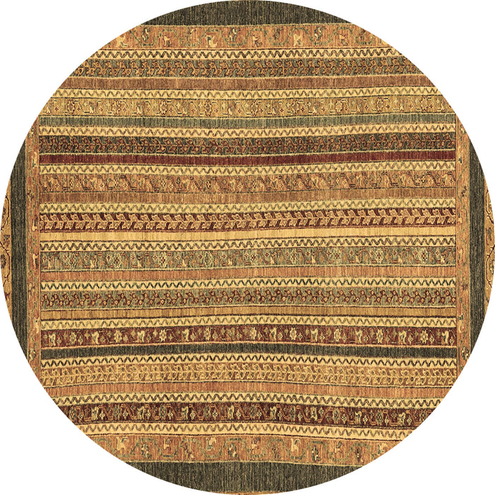 Round Machine Washable Oriental Brown Modern Rug, wshabs2410brn