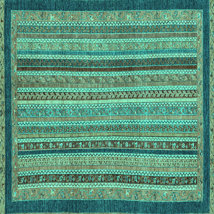 Square Machine Washable Oriental Turquoise Modern Area Rugs, wshabs2410turq