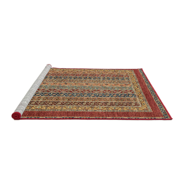 Sideview of Machine Washable Abstract Fire Brick Red Rug, wshabs2411
