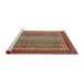 Sideview of Machine Washable Abstract Fire Brick Red Rug, wshabs2411