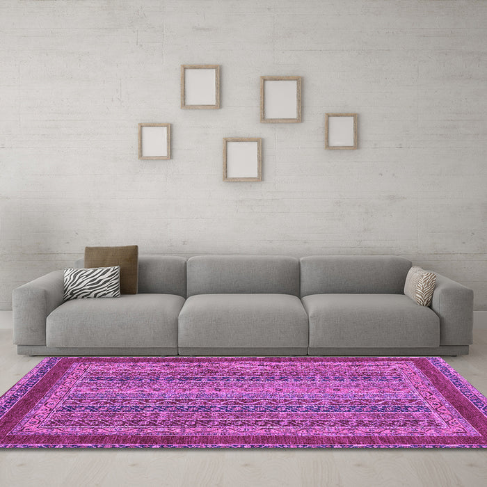 Machine Washable Oriental Purple Modern Area Rugs in a Living Room, wshabs2411pur