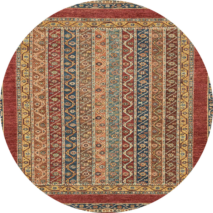 Round Machine Washable Abstract Fire Brick Red Rug, wshabs2411