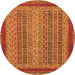 Round Oriental Orange Modern Rug, abs2411org