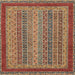 Square Abstract Fire Brick Red Oriental Rug, abs2411