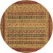 Round Machine Washable Oriental Brown Modern Rug, wshabs2411brn