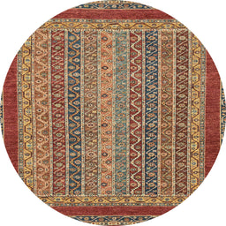 Round Abstract Fire Brick Red Oriental Rug, abs2411