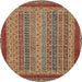 Round Abstract Fire Brick Red Oriental Rug, abs2411