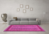 Machine Washable Oriental Pink Modern Rug, wshabs2411pnk