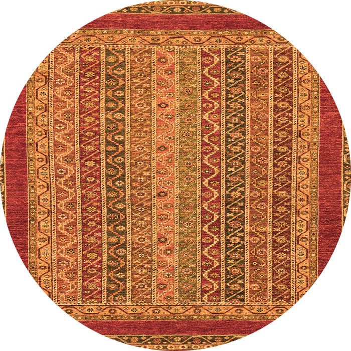 Round Machine Washable Oriental Orange Modern Area Rugs, wshabs2411org