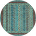 Round Oriental Light Blue Modern Rug, abs2411lblu