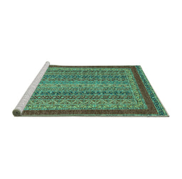 Sideview of Machine Washable Oriental Turquoise Modern Area Rugs, wshabs2411turq