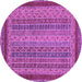 Round Machine Washable Oriental Purple Modern Area Rugs, wshabs2411pur