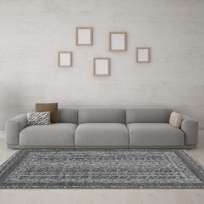 Machine Washable Oriental Gray Modern Rug in a Living Room,, wshabs2411gry