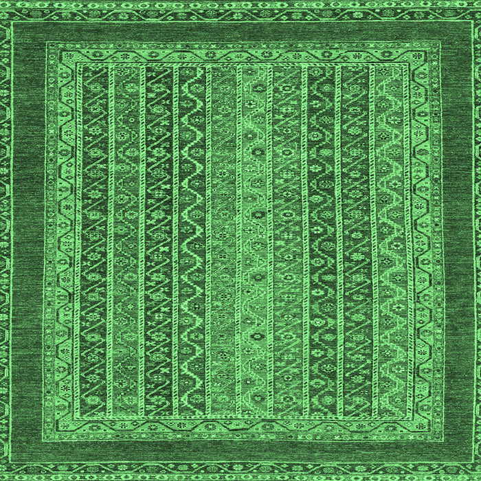 Square Machine Washable Oriental Emerald Green Modern Area Rugs, wshabs2411emgrn