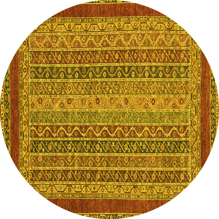 Round Oriental Yellow Modern Rug, abs2411yw