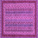 Square Machine Washable Oriental Purple Modern Area Rugs, wshabs2411pur