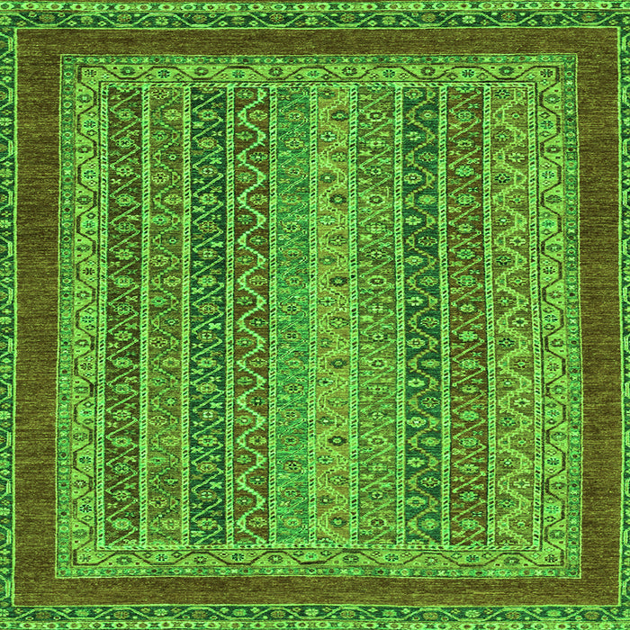 Square Machine Washable Oriental Green Modern Area Rugs, wshabs2411grn
