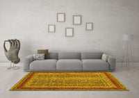 Machine Washable Oriental Yellow Modern Rug, wshabs2411yw