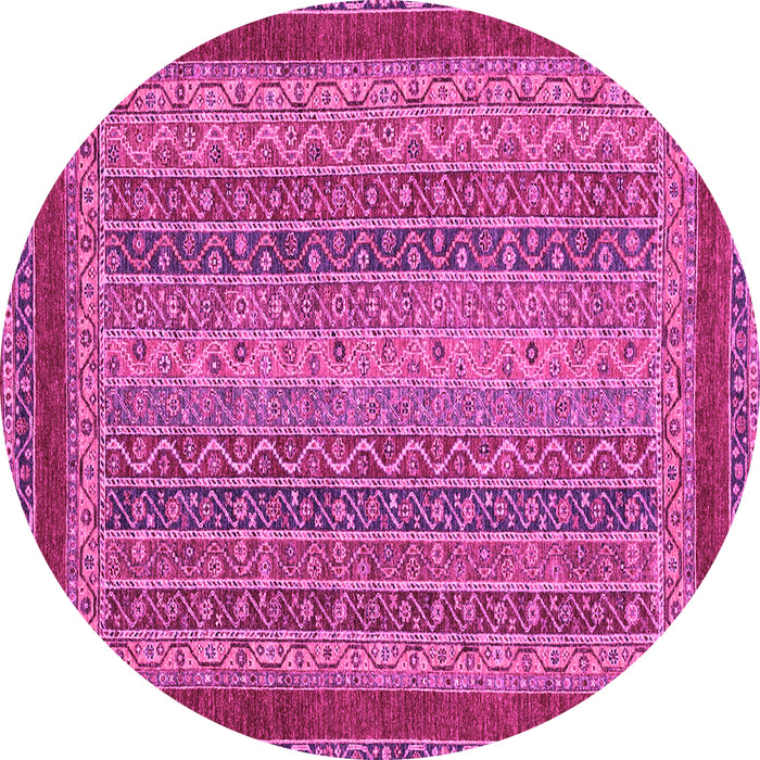 Round Machine Washable Oriental Pink Modern Rug, wshabs2411pnk