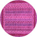 Round Machine Washable Oriental Pink Modern Rug, wshabs2411pnk