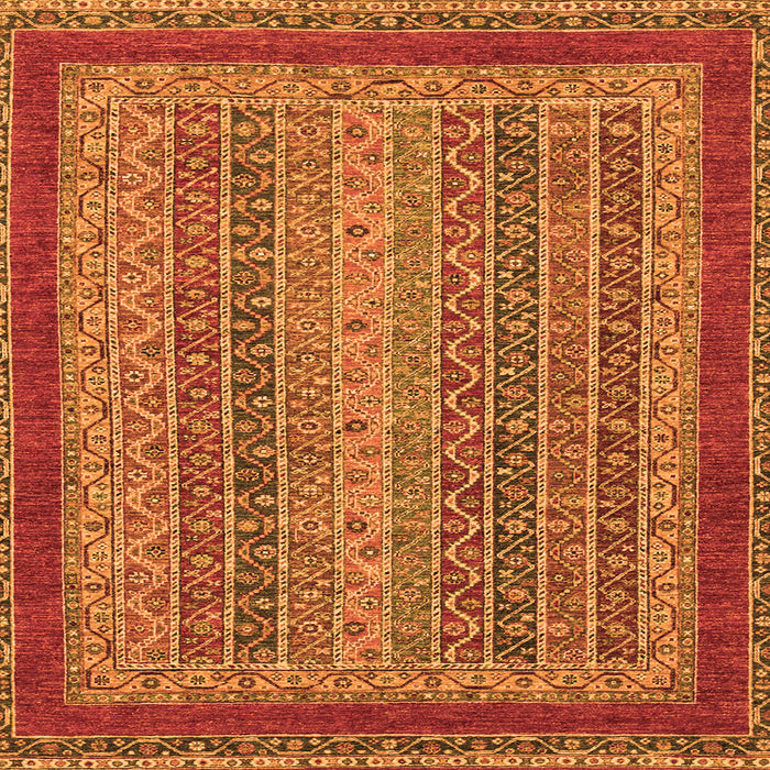 Square Machine Washable Oriental Orange Modern Area Rugs, wshabs2411org