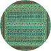 Round Oriental Turquoise Modern Rug, abs2411turq