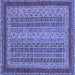 Square Machine Washable Oriental Blue Modern Rug, wshabs2411blu