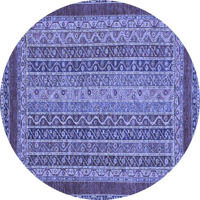 Round Machine Washable Oriental Blue Modern Rug, wshabs2411blu