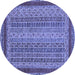 Round Machine Washable Oriental Blue Modern Rug, wshabs2411blu