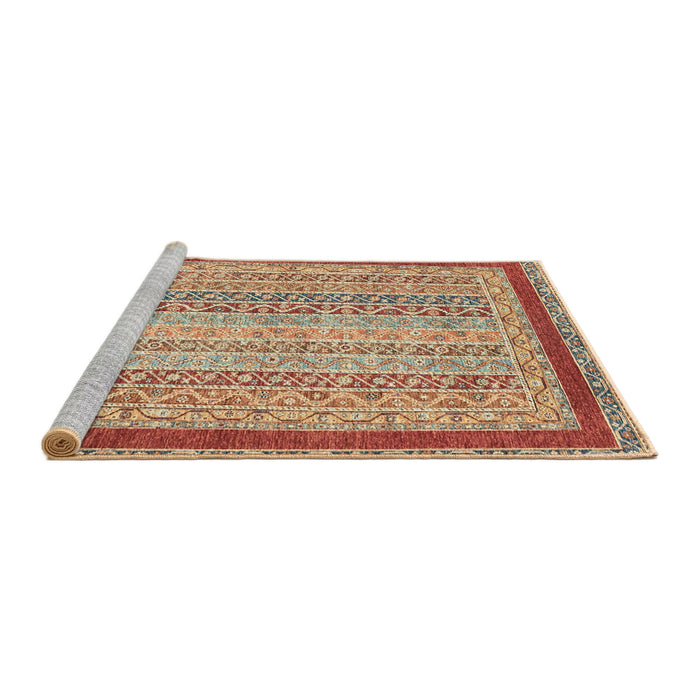 Sideview of Machine Washable Abstract Brown Sugar Brown Rug, wshabs2412