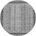 Round Machine Washable Oriental Gray Modern Rug, wshabs2412gry