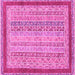 Square Machine Washable Oriental Pink Modern Rug, wshabs2412pnk