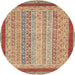 Round Abstract Brown Oriental Rug, abs2412