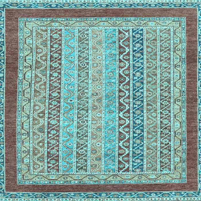 Square Machine Washable Oriental Light Blue Modern Rug, wshabs2412lblu