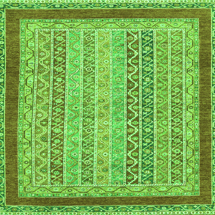 Square Machine Washable Oriental Green Modern Area Rugs, wshabs2412grn