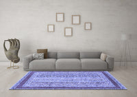 Machine Washable Oriental Blue Modern Rug, wshabs2412blu