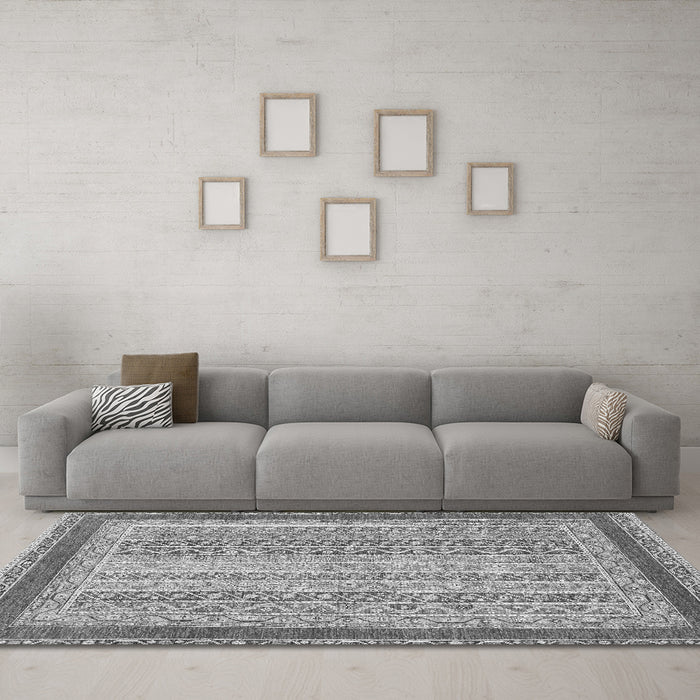 Machine Washable Oriental Gray Modern Rug in a Living Room,, wshabs2412gry