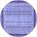 Round Machine Washable Oriental Blue Modern Rug, wshabs2412blu