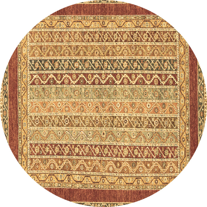 Round Machine Washable Oriental Brown Modern Rug, wshabs2412brn